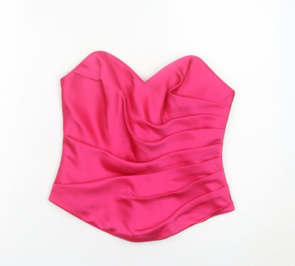 Tulipa Womens Pink Satin Strapless Sweetheart Blouse Size 12
