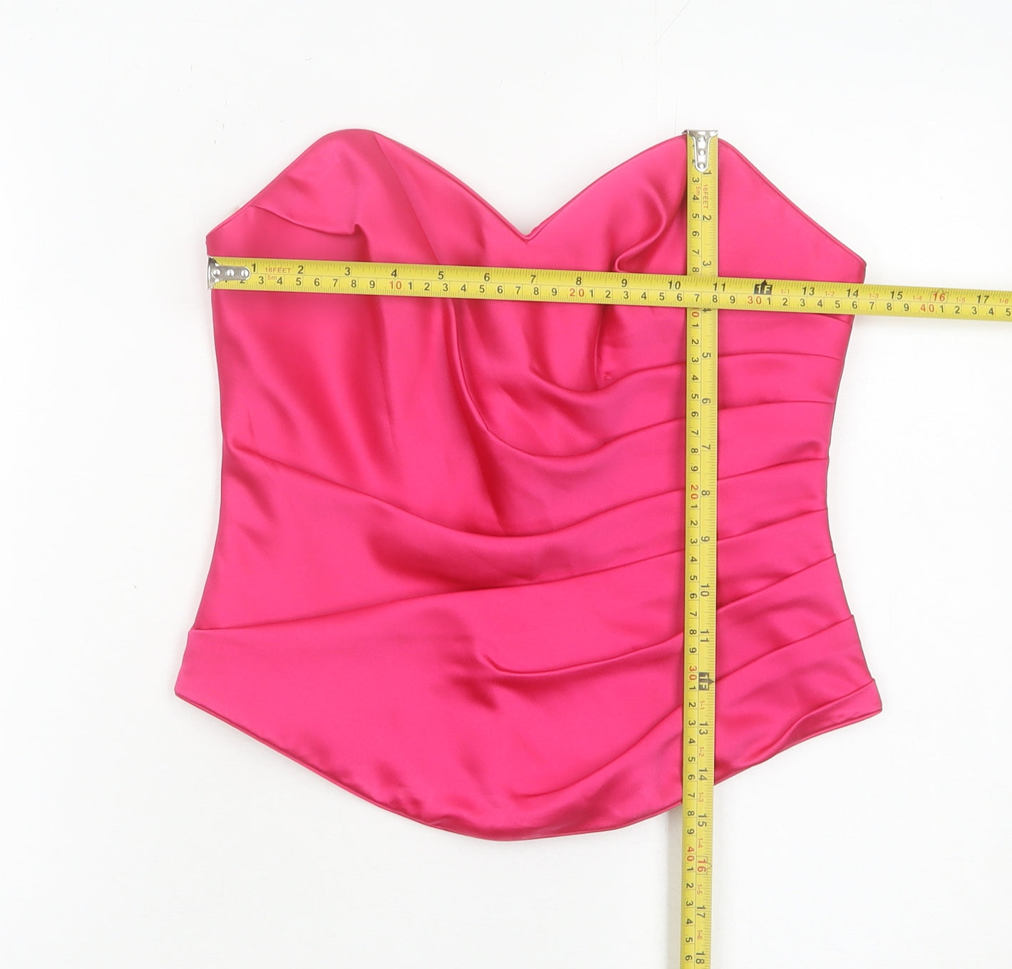 Tulipa Womens Pink Satin Strapless Sweetheart Blouse Size 12