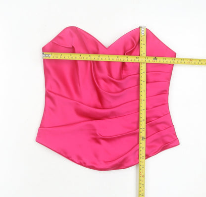 Tulipa Womens Pink Satin Strapless Sweetheart Blouse Size 12