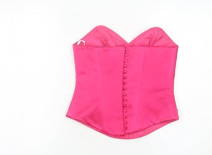 Tulipa Womens Pink Satin Strapless Sweetheart Blouse Size 12