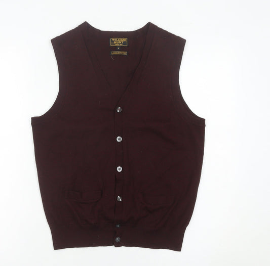 William Hunt Men’s Brown Knit Sleeveless Vest Jumper M