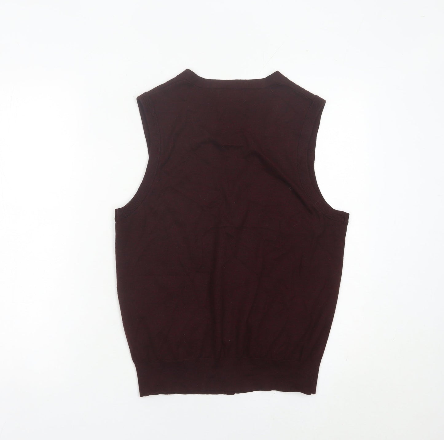 William Hunt Men’s Brown Knit Sleeveless Vest Jumper M