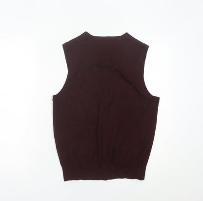 William Hunt Men’s Brown Knit Sleeveless Vest Jumper M