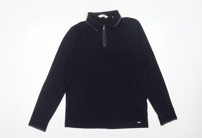 Next Men’s Black Long Sleeve Polo Shirt M Regular Fit 1/4 Zip