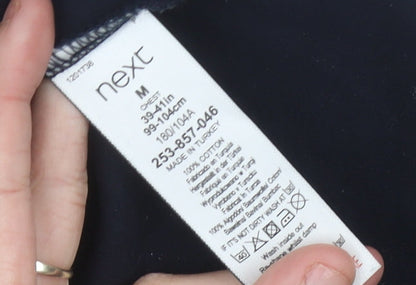 Next Men’s Black Long Sleeve Polo Shirt M Regular Fit 1/4 Zip