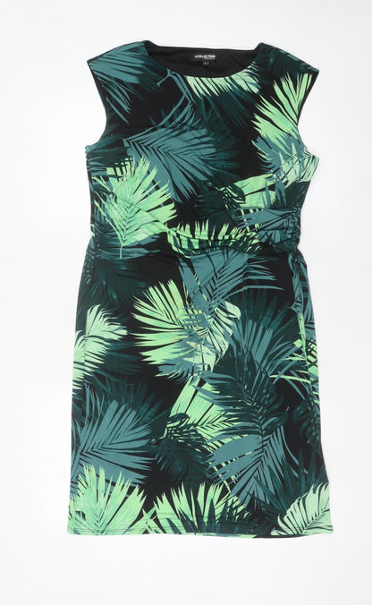 Debenhams Women’s Green Tropical Sheath Dress Size 14