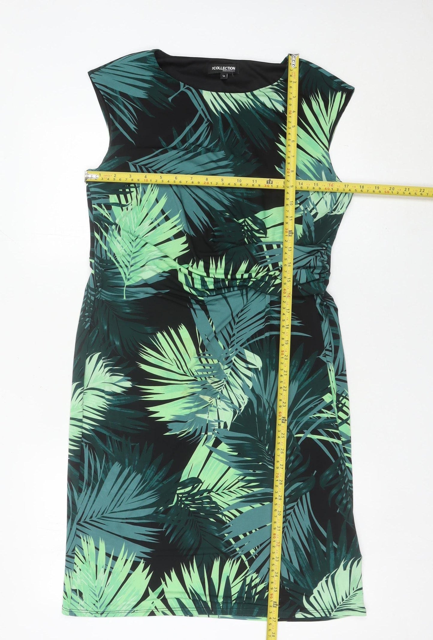 Debenhams Women’s Green Tropical Sheath Dress Size 14