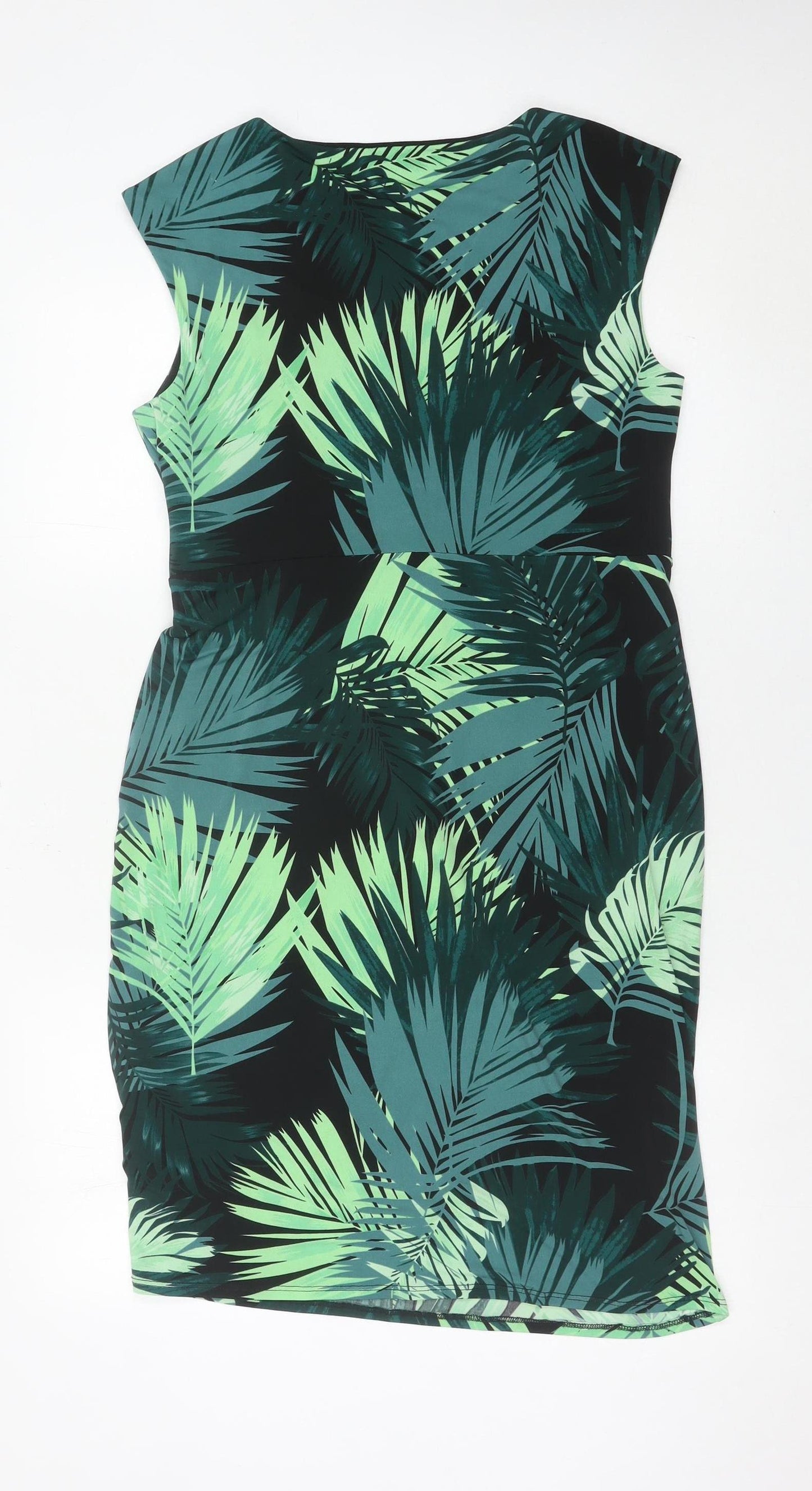 Debenhams Women’s Green Tropical Sheath Dress Size 14
