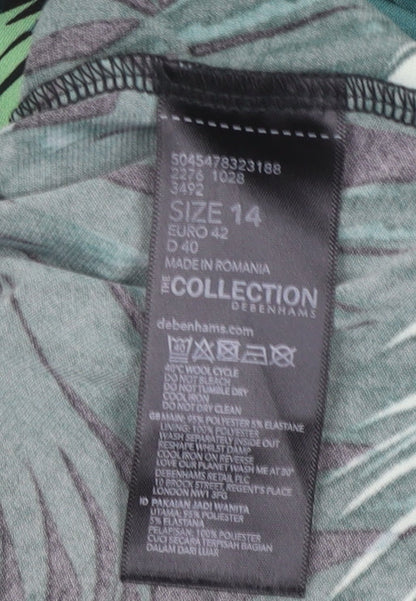 Debenhams Women’s Green Tropical Sheath Dress Size 14