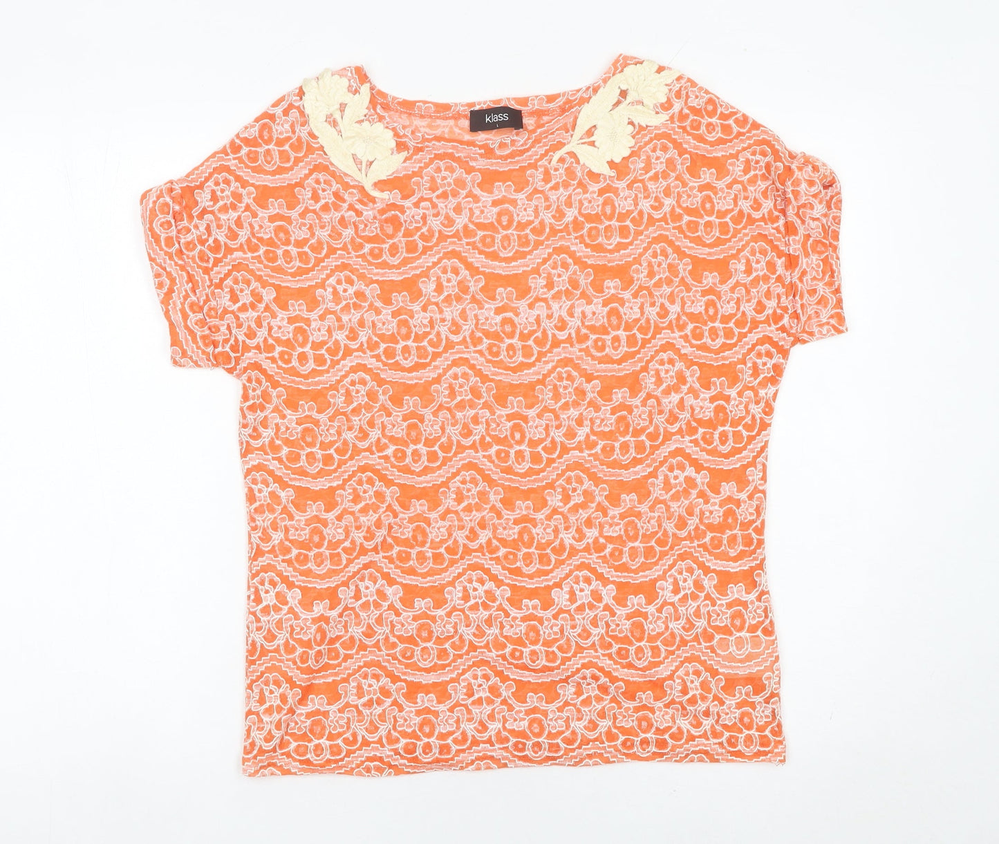Womens UK Size L Klass Orange Basic T-Shirt