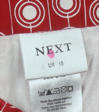 Next Women’s Red Cotton A-Line Knee Length Skirt UK 16