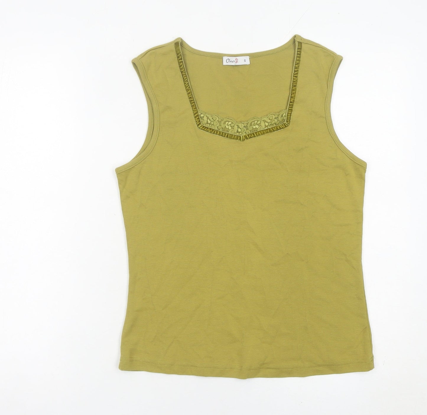 Oscar B. Women’s Green Cotton Tank Top Size S Square Neck