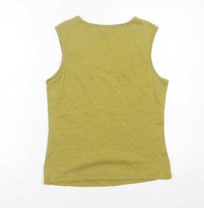 Oscar B. Women’s Green Cotton Tank Top Size S Square Neck