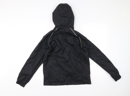 Adidas Boys Black 12 Years Windbreaker Jacket Hooded Sports Coat