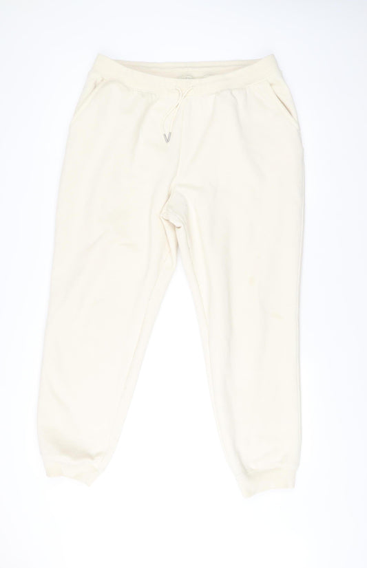 Uniqlo Men Ivory XL Jogger Fleece Thermal Sweatpants