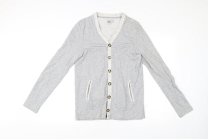 ASOS Men’s Grey Cotton Cardigan S V-Neck Button Casual Workwear