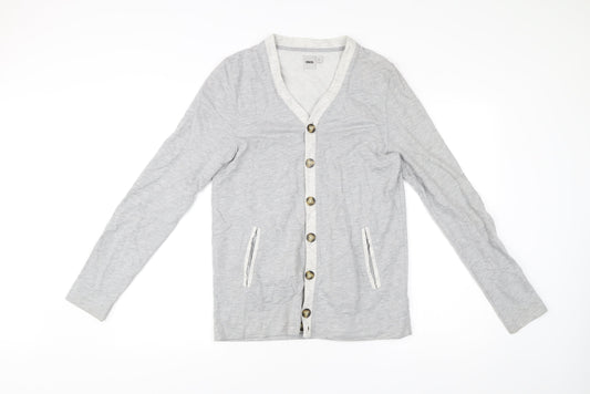ASOS Men’s Grey Cotton Cardigan S V-Neck Button Casual Workwear