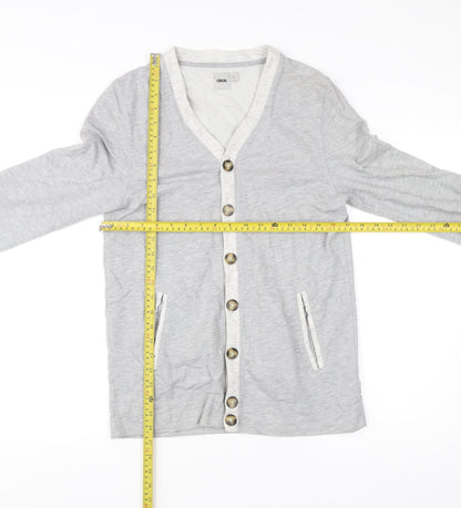 ASOS Men’s Grey Cotton Cardigan S V-Neck Button Casual Workwear