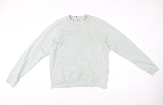 Zara Mens Grey Cotton Crew Neck Pullover Sweatshirt Size S