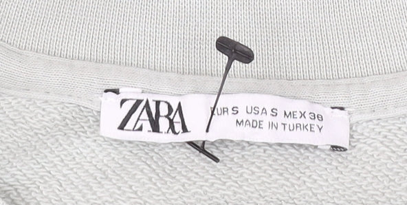 Zara Mens Grey Cotton Crew Neck Pullover Sweatshirt Size S