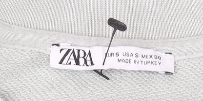Zara Mens Grey Cotton Crew Neck Pullover Sweatshirt Size S