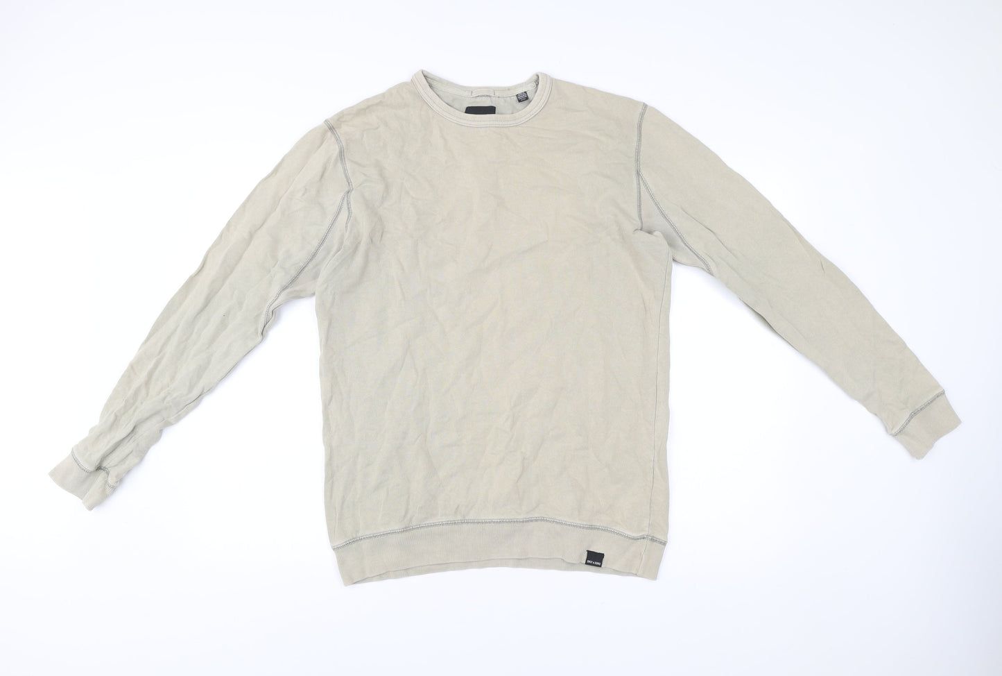 Mens UK Size M ONLY & SONS Beige Pullover Sweatshirt