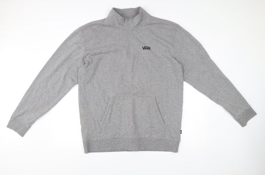 Vans Mens Grey XL 1/4 Zip Sweatshirt Mock Neck Long Sleeve