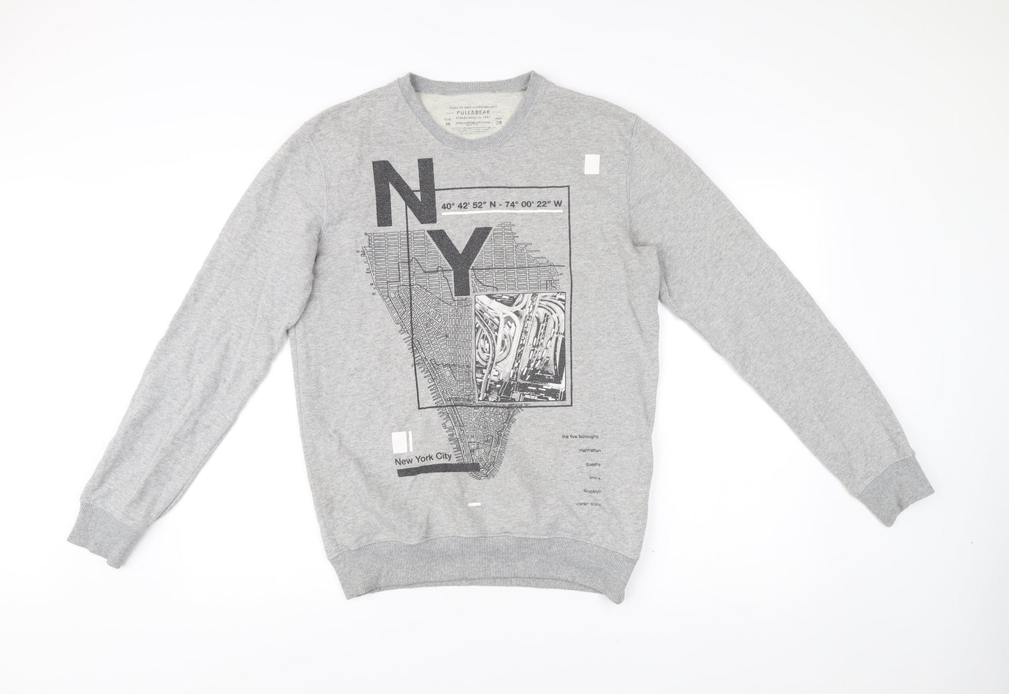 Mens UK Size M Pull&Bear Grey Pullover Sweatshirt