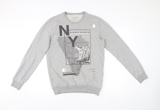 Mens UK Size M Pull&Bear Grey Pullover Sweatshirt