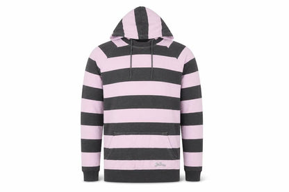 Joe Browns Men’s Pink Black Striped Pullover Hoodie Size M Cotton