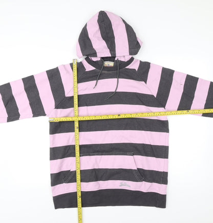 Joe Browns Men’s Pink Black Striped Pullover Hoodie Size M Cotton