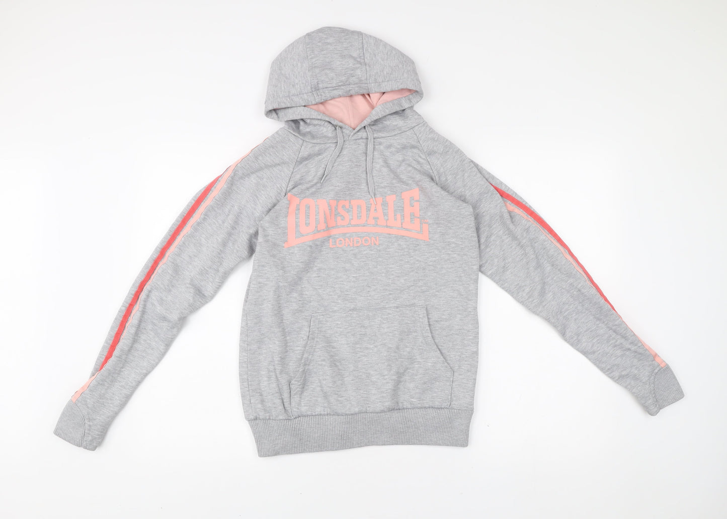 Lonsdale Teens Grey Pullover Hoodie Size 8 Logo Sportswear