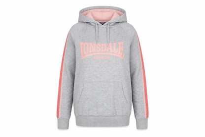 Front view of Lonsdale Teens Grey Pullover Hoodie, size 8, Logo Sportswear