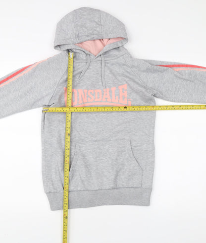 Lonsdale Teens Grey Pullover Hoodie Size 8 Logo Sportswear