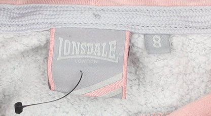 Lonsdale Teens Grey Pullover Hoodie Size 8 Logo Sportswear