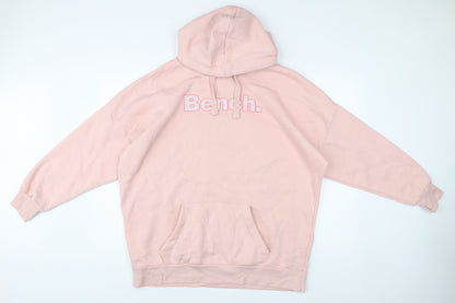 Bench Womens Pink Pullover Hoodie Size L UK 14 Cotton Blend