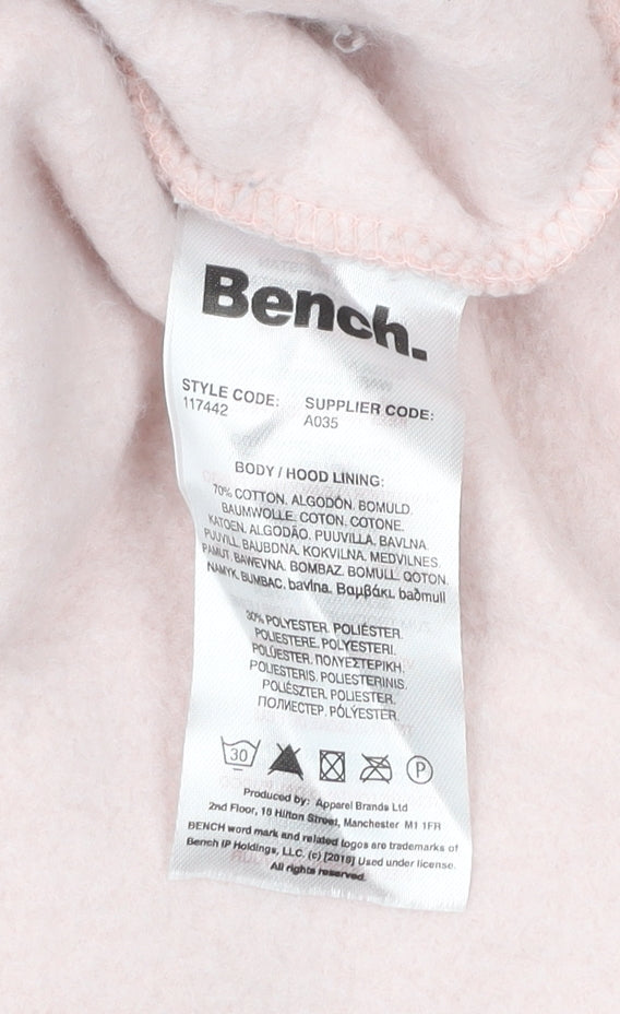 Bench Womens Pink Pullover Hoodie Size L UK 14 Cotton Blend