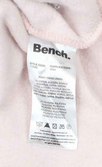 Bench Womens Pink Pullover Hoodie Size L UK 14 Cotton Blend