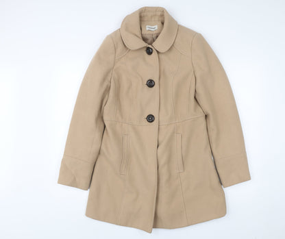George Women’s Beige Mid-Length Coat UK 12 Buttoned Overcoat