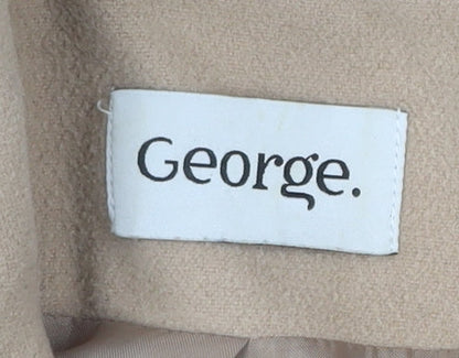 George Women’s Beige Mid-Length Coat UK 12 Buttoned Overcoat