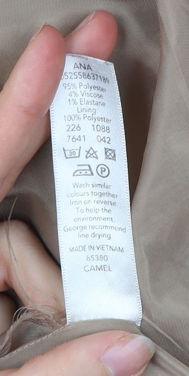 George Women’s Beige Mid-Length Coat UK 12 Buttoned Overcoat