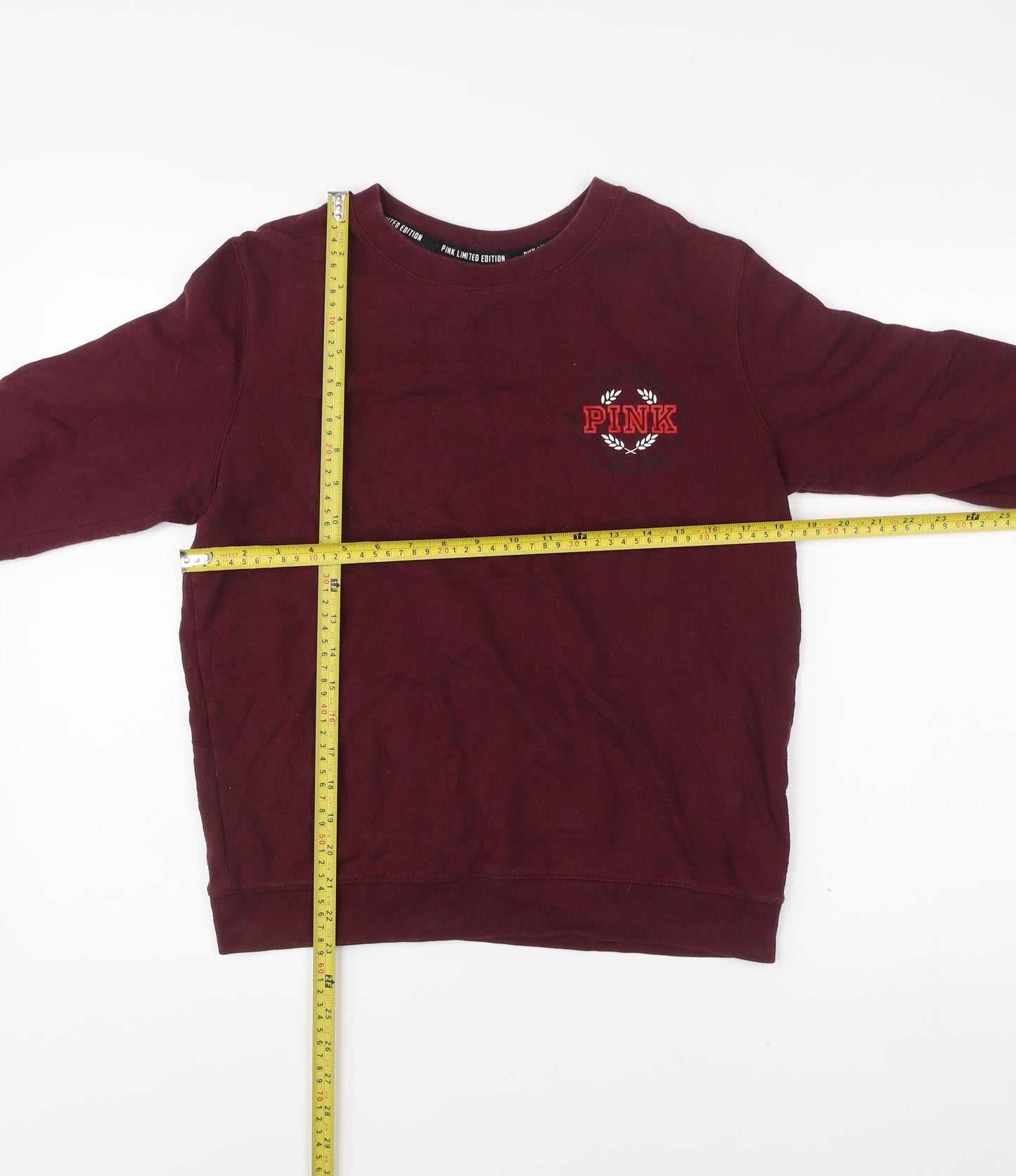 Victoria's Secret PINK Women Red Sweatshirt Size S Logo Pullover