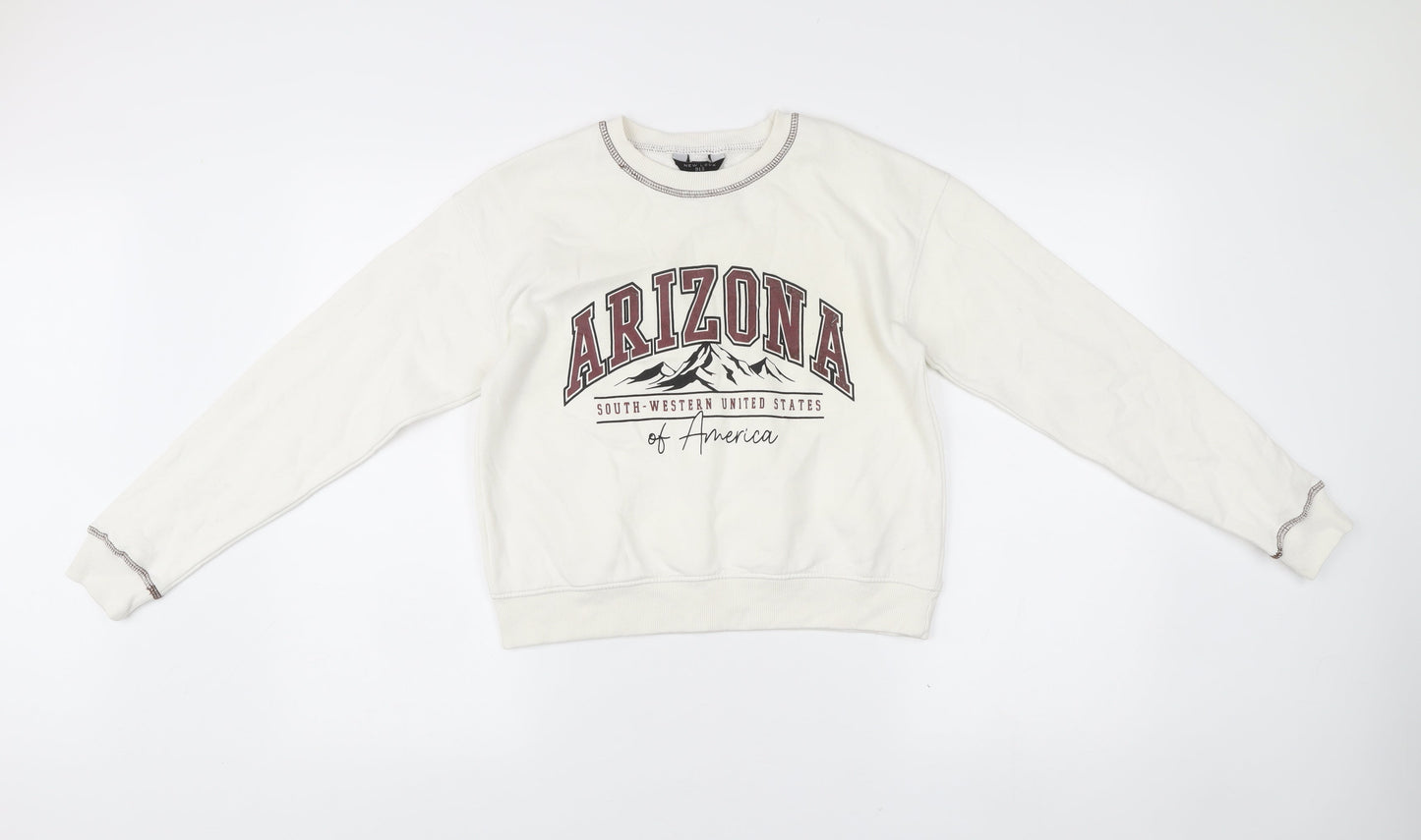 New Look Girls White Arizona Sweatshirt Age 12-13 Graphic Pullover