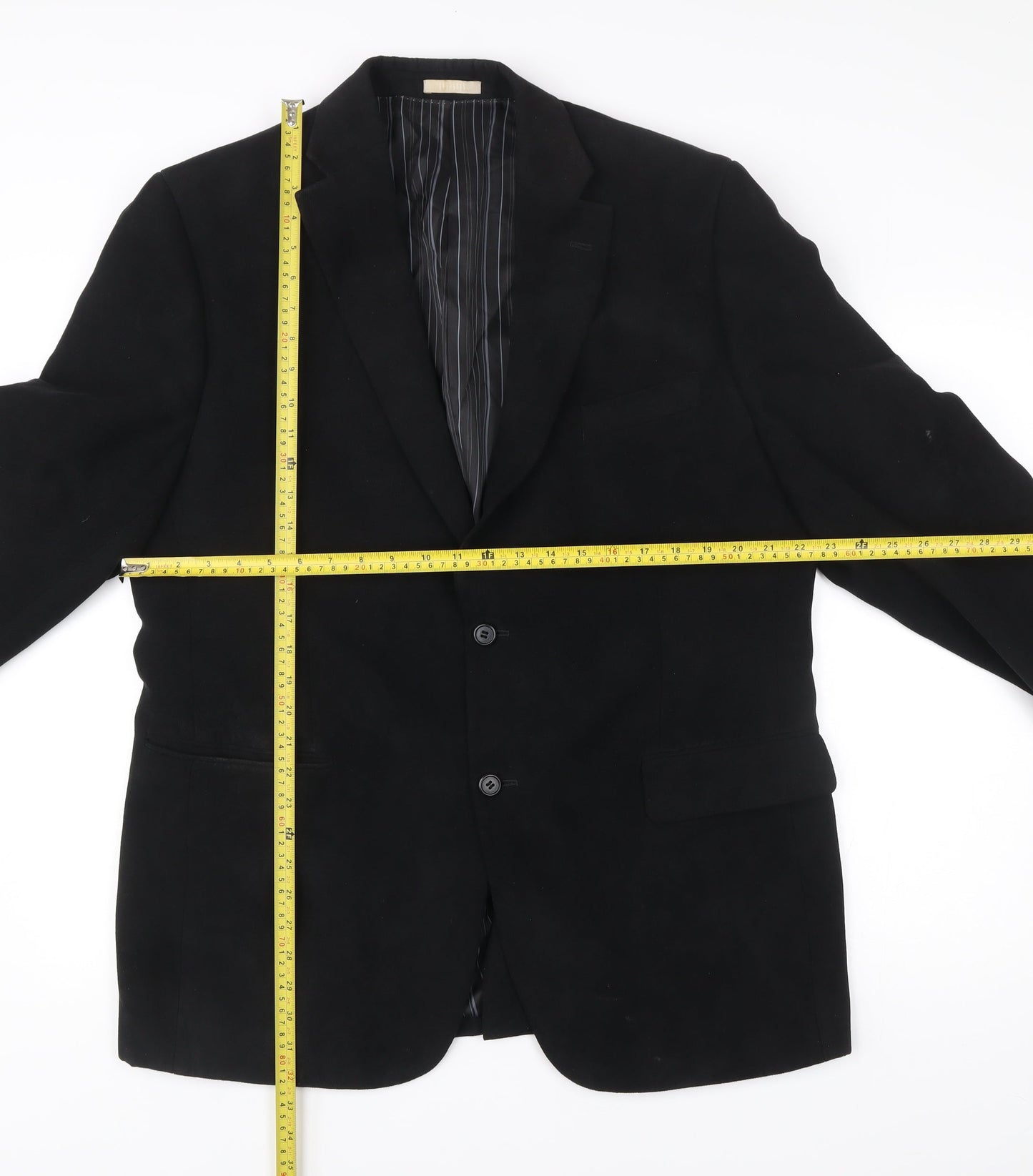 Greenwoods Men’s Black Blazer 44 Regular Fit Two-Button Jacket