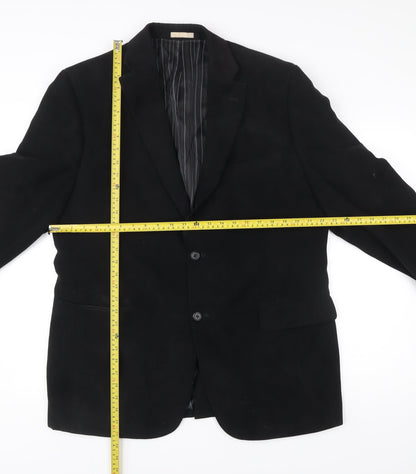 Greenwoods Men’s Black Blazer 44 Regular Fit Two-Button Jacket