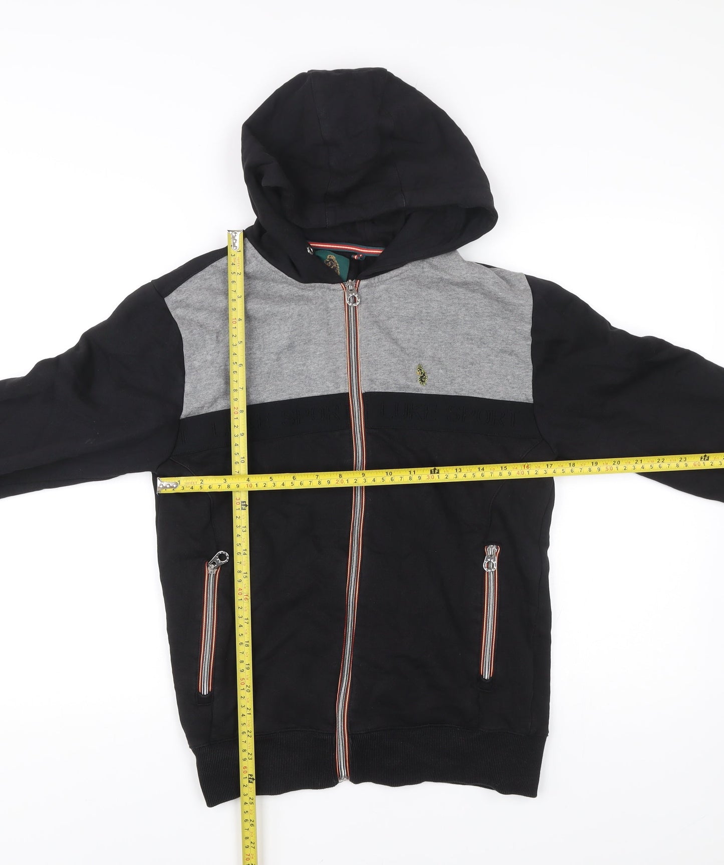 Luke Sport Men’s Black Grey Full Zip Hoodie Size S Cotton