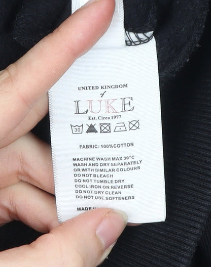 Luke Sport Men’s Black Grey Full Zip Hoodie Size S Cotton