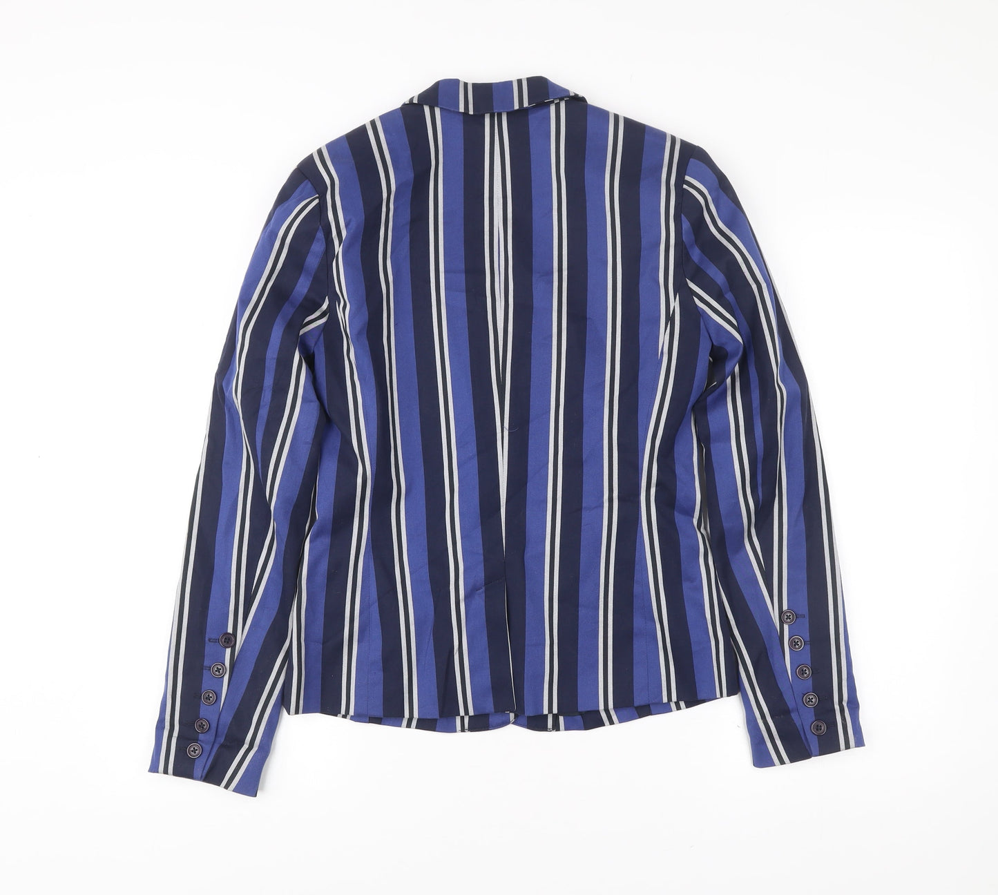 Ben Sherman Women Blue Striped Blazer Jacket Size S Smart Casual