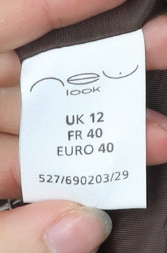 New Look Women’s Brown Houndstooth Belted Faux Fur Collar Coat UK 12