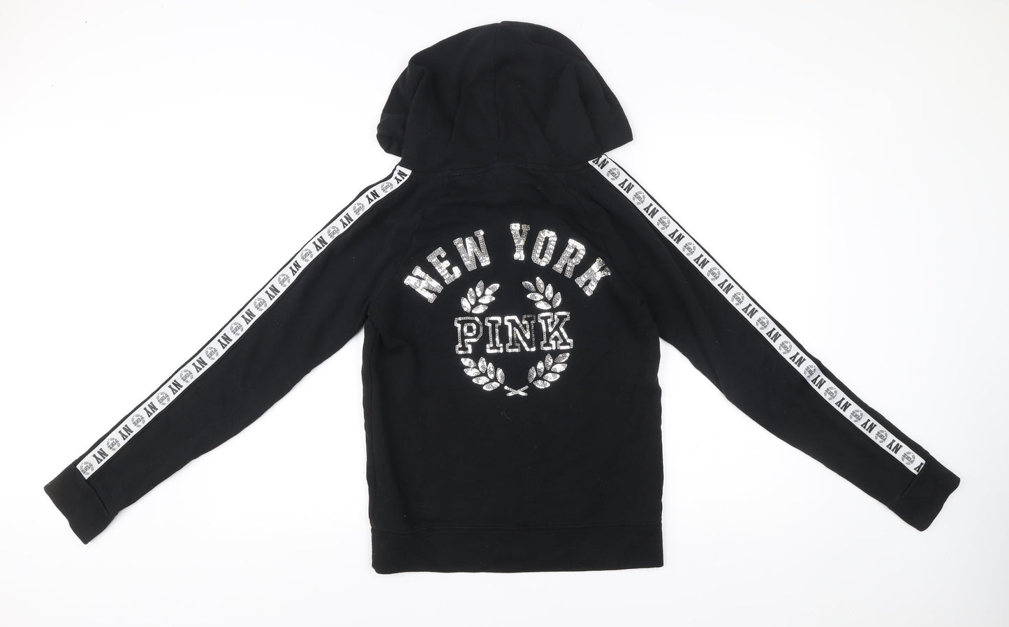 Victoria’s Secret PINK Women’s Black Pullover Hoodie S Sequin Logo